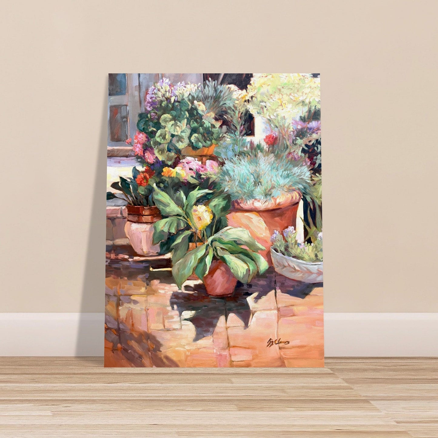 'Garden Serenity' Floral I 12x16 Museum-Quality Matte Paper Poster | Original Artwork by American Artist Barbara Cleary