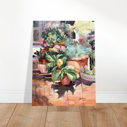 'Garden Serenity' Floral I 12x16 Museum-Quality Matte Paper Poster | Original Artwork by American Artist Barbara Cleary