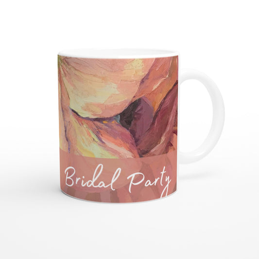 'Bridal Party' 11oz White Ceramic Mug | Bridal Collection with 'Amaryllis' Artwork by American Artist Barbara Cleary