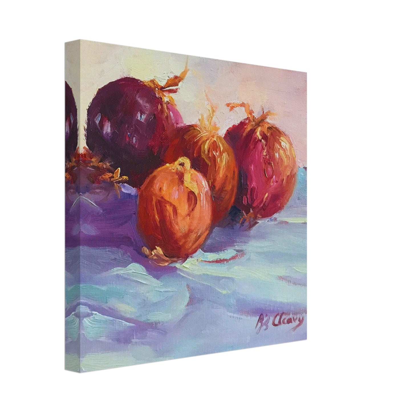 'Onions' Still Life I 8x8 inch Canvas Art Print I Original Artwork by American Artist Barbara Cleary