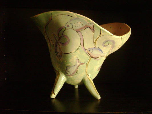 Tamara S Gordon Ceramics. Magical Wavy Ocean pot