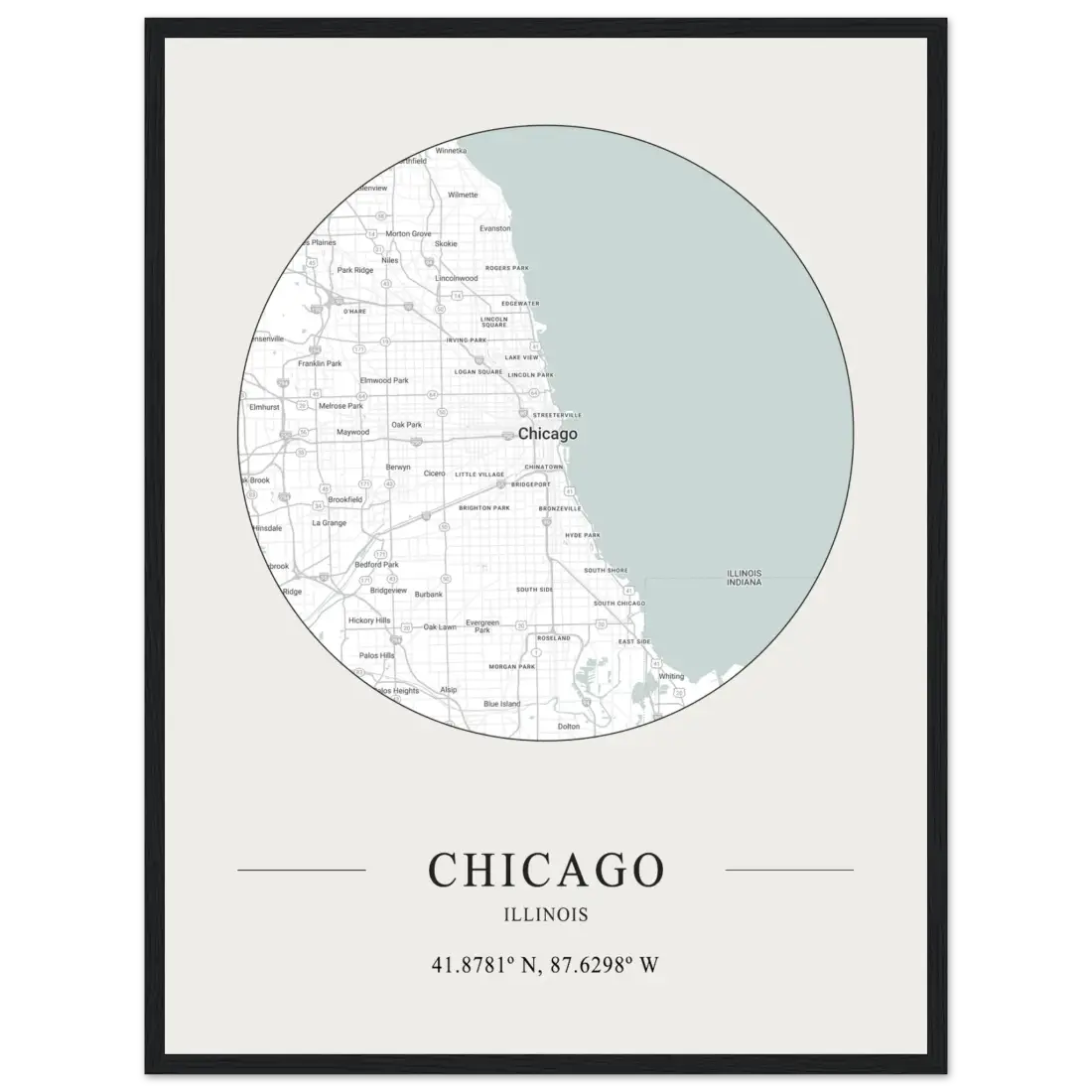 Chicago, Illinois - Minimalist Map Poster