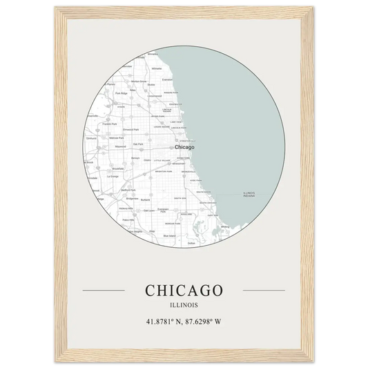 Chicago, Illinois - Minimalist Map Poster