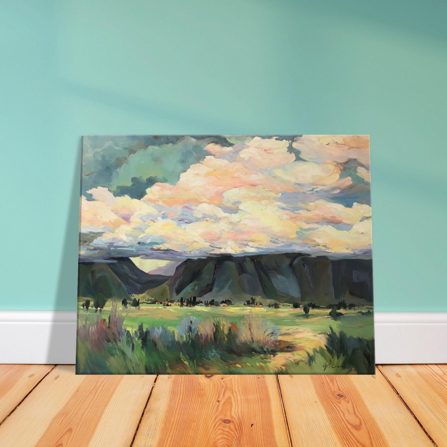 'Sky Valley Road' Southwestern Landscape I 16x20 inch Art Print on Canvas I Original Artwork by American Artist Barbara Cleary