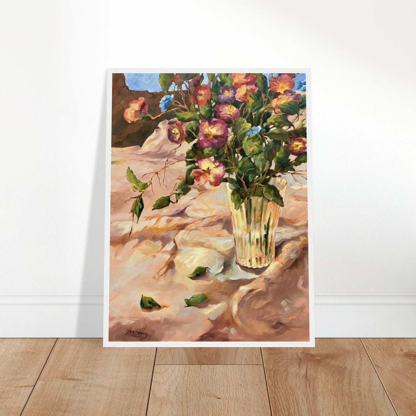 "Blossoms in Bloom" Still Life Floral | 18x24 inch Wooden Framed Art Print | Original Artwork by American Artist Barbara Cleary