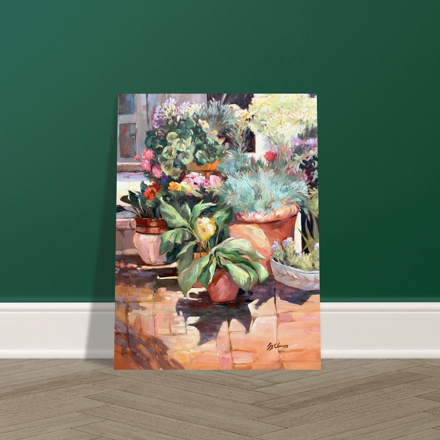 'Garden Serenity' Floral I 12x16 Museum-Quality Matte Paper Poster | Original Artwork by American Artist Barbara Cleary