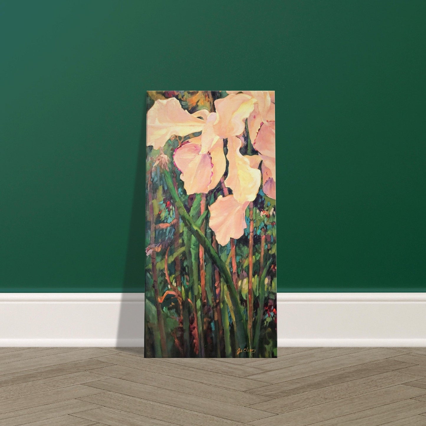 'Pink Orchid' Floral I 16x32 inch Art Print on Canvas I Original Artwork by American Artist Barbara Cleary