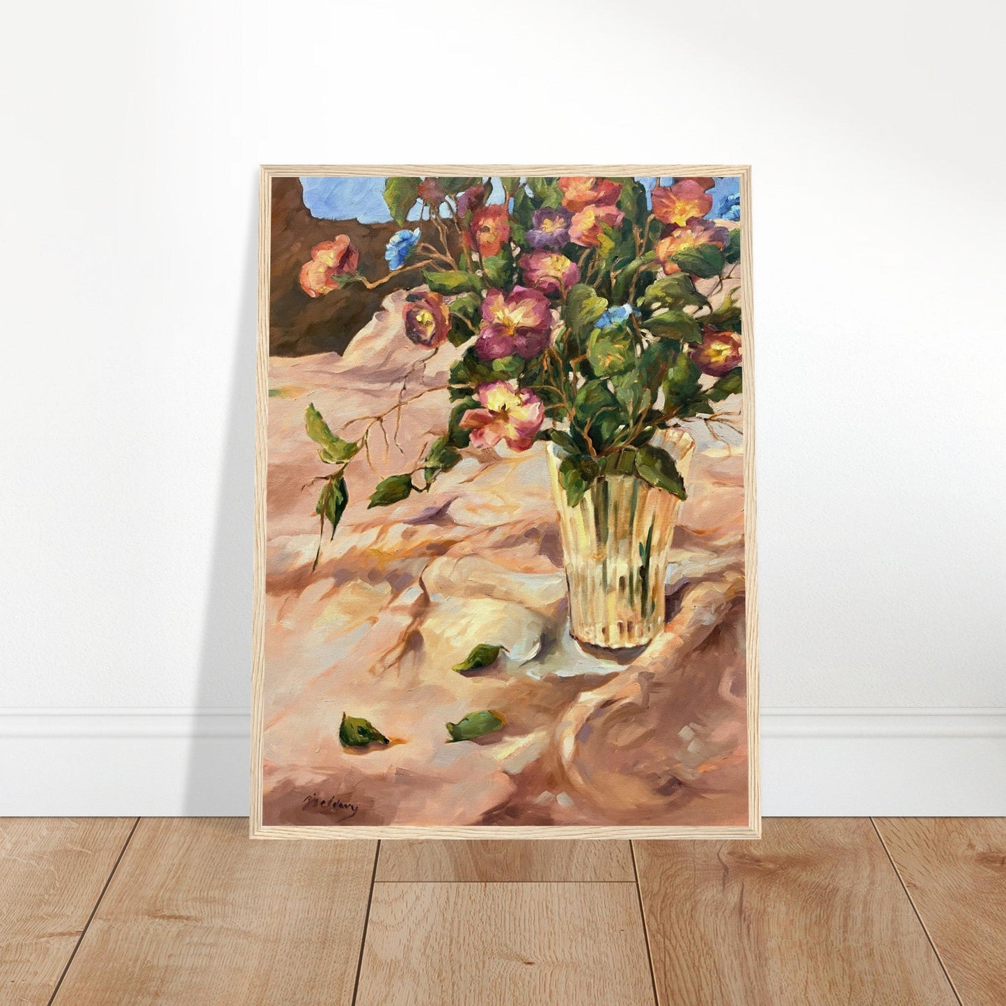 "Blossoms in Bloom" Still Life Floral | 18x24 inch Wooden Framed Art Print | Original Artwork by American Artist Barbara Cleary