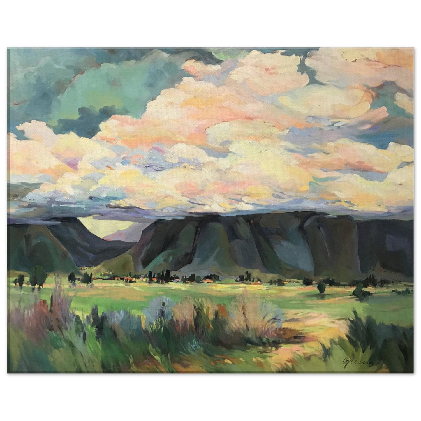 'Sky Valley Road' Southwestern Landscape I 16x20 inch Art Print on Canvas I Original Artwork by American Artist Barbara Cleary