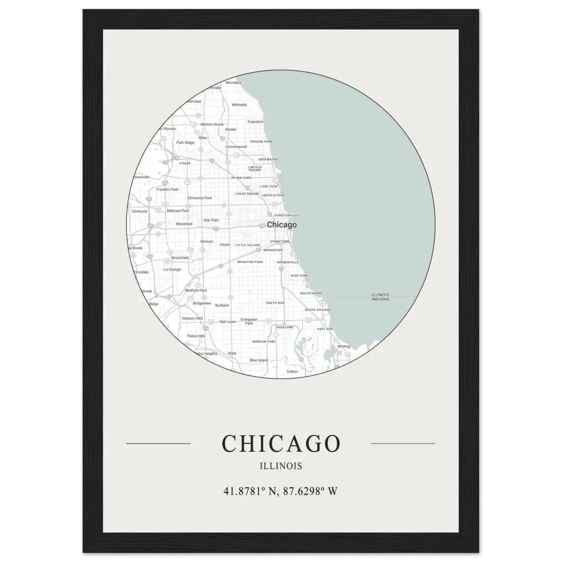 Chicago, Illinois - Minimalist Map Poster