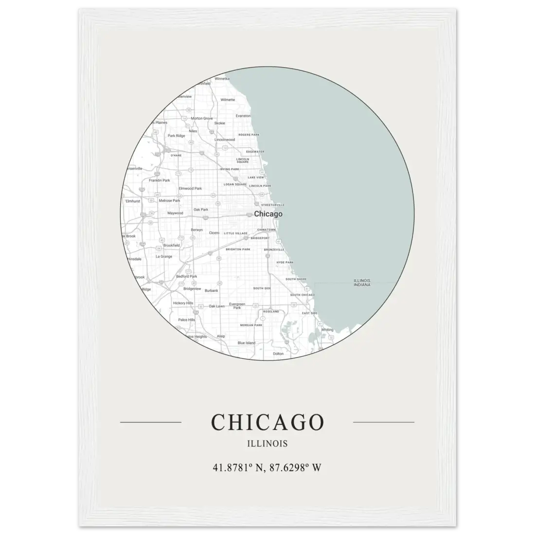Chicago, Illinois - Minimalist Map Poster