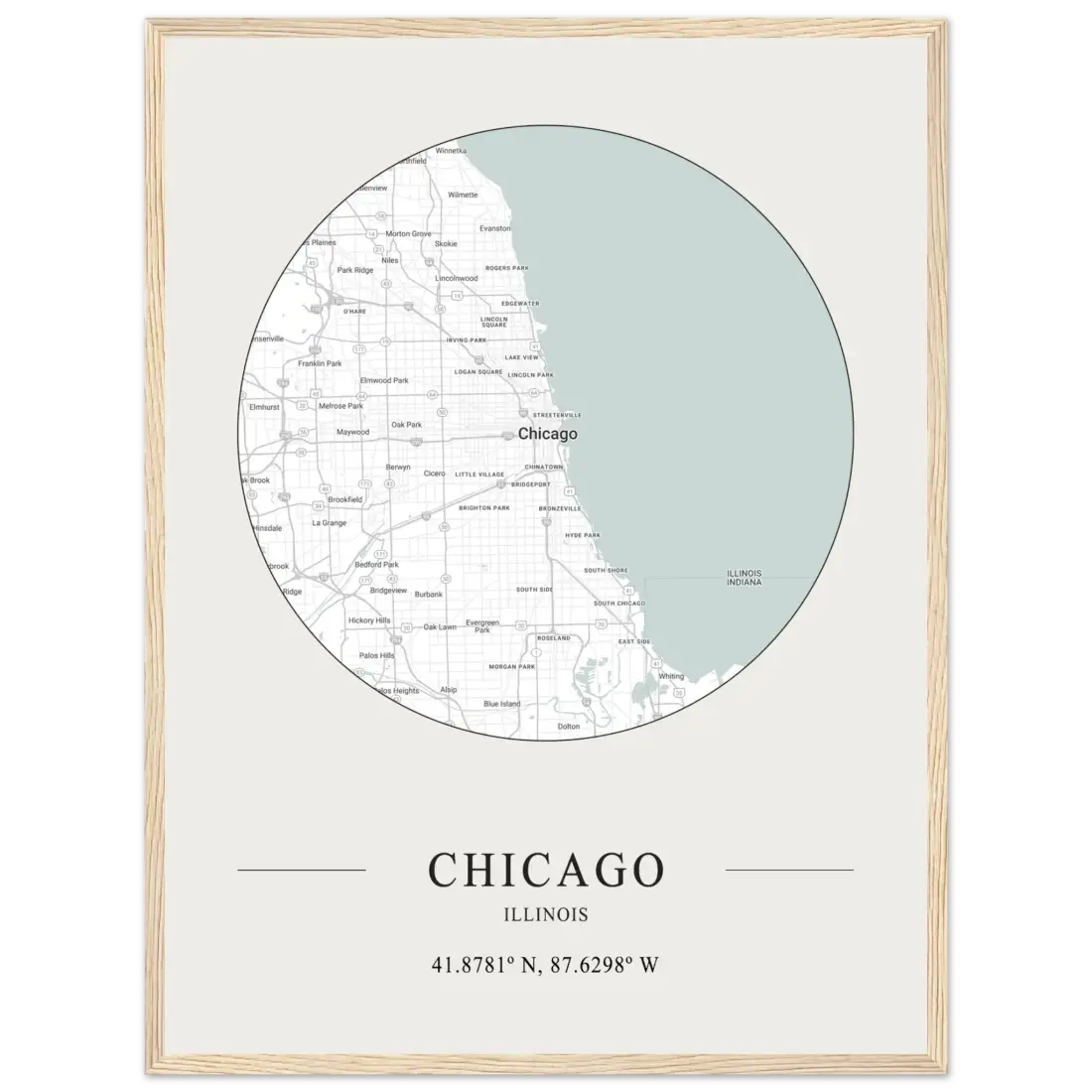 Chicago, Illinois - Minimalist Map Poster