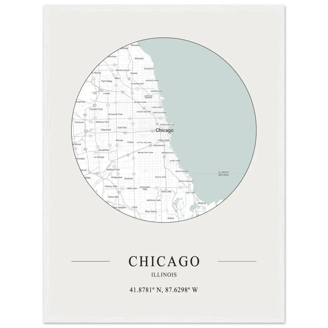 Chicago, Illinois - Minimalist Map Poster