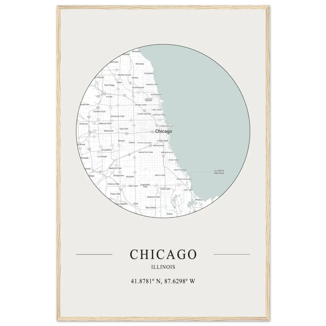 Chicago, Illinois - Minimalist Map Poster