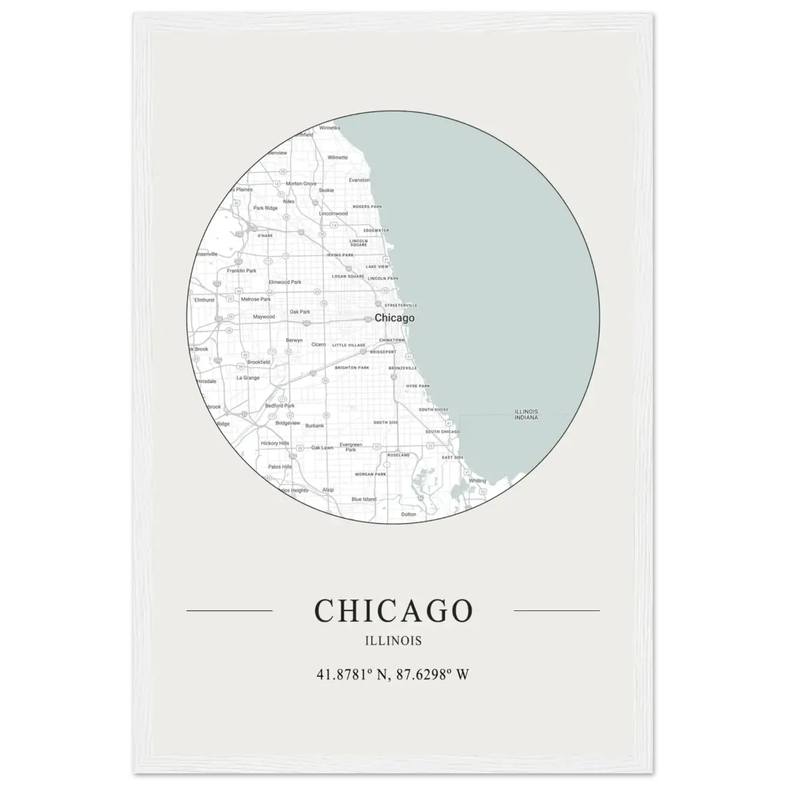 Chicago, Illinois - Minimalist Map Poster