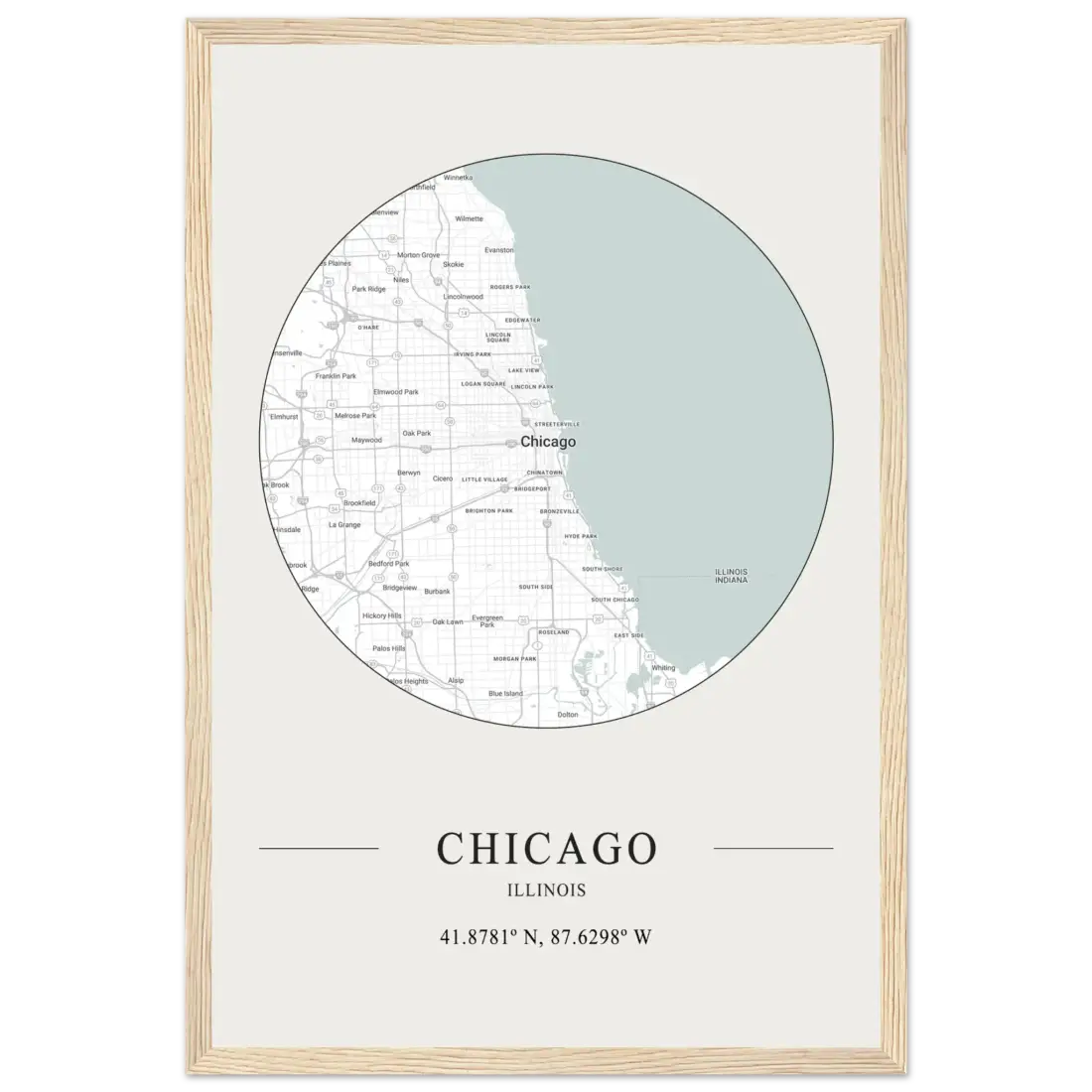 Chicago, Illinois - Minimalist Map Poster