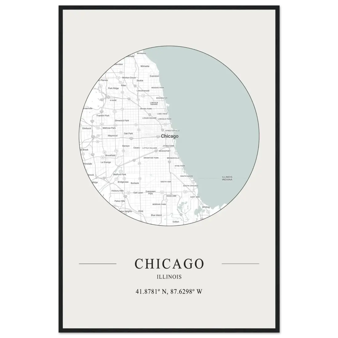 Chicago, Illinois - Minimalist Map Poster