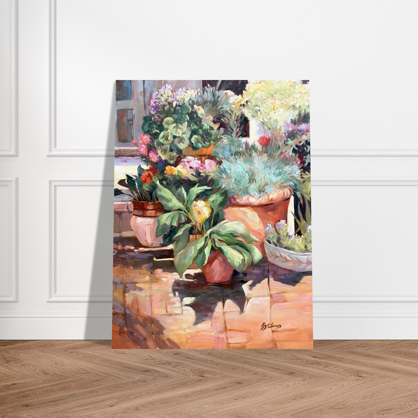 'Garden Serenity' Floral I 12x16 Museum-Quality Matte Paper Poster | Original Artwork by American Artist Barbara Cleary